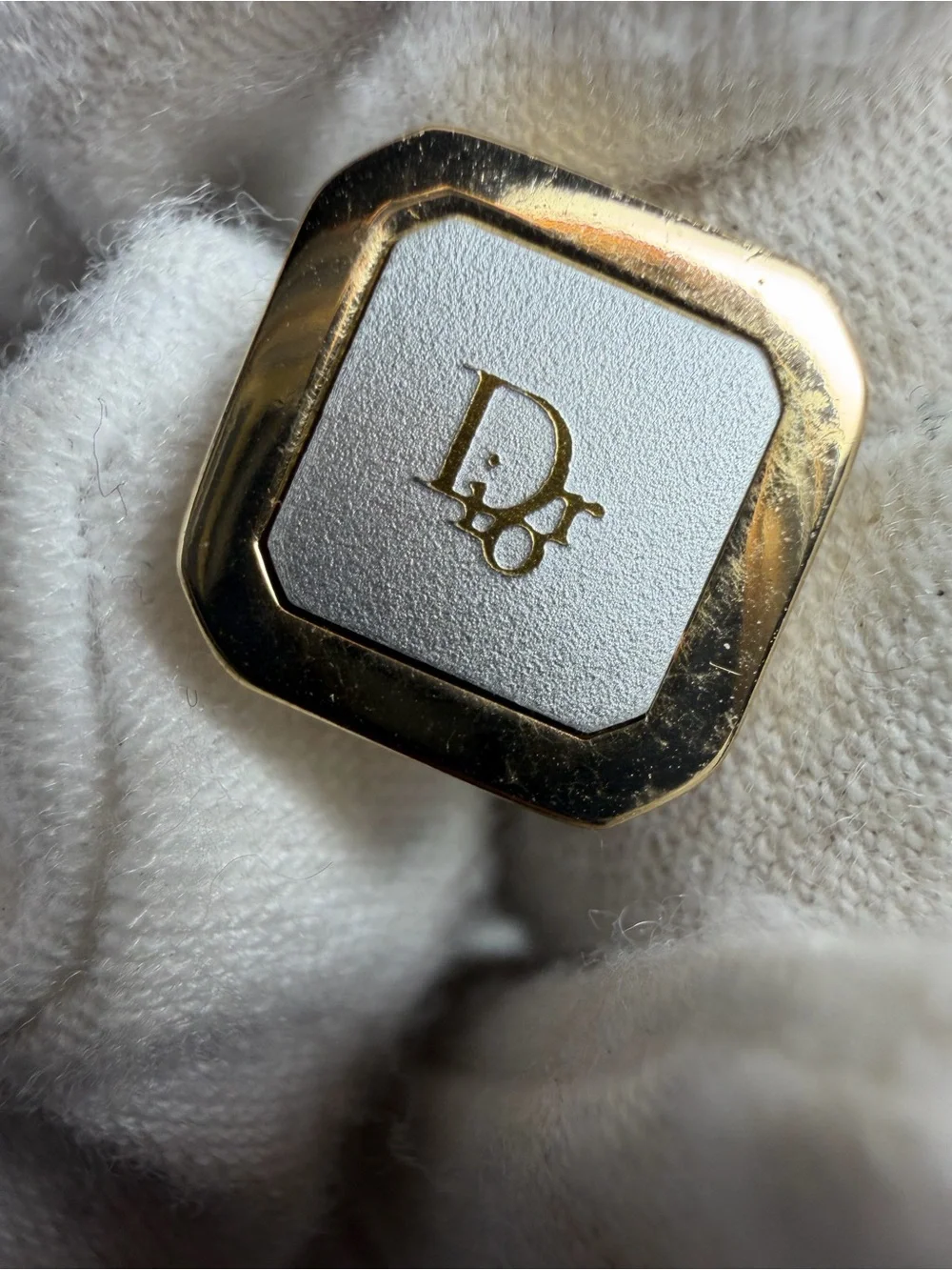 Dior Gold and White Square Logo Cufflinks with Monogram